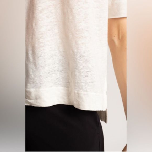 SAMSOE SAMSOE cream linen V neck boxy tee - Picture 5 of 10